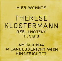 Therese Klostermann: 1230 Wien, Carlbergergasse 39